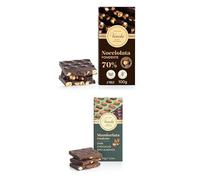 Venchi - 2 Tavolette, Tavoletta Nocciolata Fondente 70% con Cacao Sud America e Nocciole Piemonte I.G.P e Tavoletta di Cioccolato Mandorlata Fondente, Senza Glutine, Senza Conservanti e Coloranti