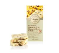 Venchi Tavoletta di Cioccolato Bianco Salata, 95 g - Cioccolato Bianco con Nocciole, Pistacchi e Mandorle Salati -Senza Glutine