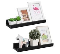Vencipo Mensola Legna per Portaspezie Cucina, Le Mensole da Muro Design per Organizer Libri Bambini, Scaffale Accessori per Mensole Cameretta, Bagno e Cucina (Nero, Set di 2)