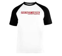 VENDAX Im Not Here Unisex Maglietta da Baseball A Maniche Corte Uomo Donna Bianca Nera