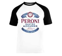 Vendax Peroni Nastro Azzurro Unisex Maglietta da Baseball A Maniche Corte Uomo Donna Bianca Nera
