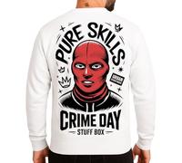 Vendetta Inc. Stuff Box - Felpa da uomo Crime Day bianca, con stampa e scritta "Pure Skills", taglie M - 4XL, bianco, M