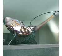 Vendita 13" Olio Unzione Argento Rams Ram Shofar Corno Leone di Giuda Free stand