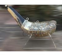 Vendita Corno Shofar 12-14" Unzione Olio Argento Ram Placcato + Supporto Omag...