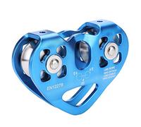 Vendite Pazze Puleggia da Arrampicata, 30KN Doppia puleggia Zip Line Cavo di Salvataggio Carrello Attrezzatura per Arrampicata all'aperto(Blu)
