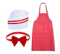 Venditore di hot dog - Uniforme Regolabile A Strisce Rosse E Bianche Anni Cinquanta, Costume Cosplay Con Cappello Abbinato, Rosso, Stand Di Cibo Retro, Costume Da Th
