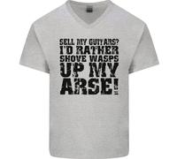 Vendo Le Mie Chitarre? Maglietta In Cotone A V Per Uomini Divertente Chitarrista