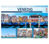 Venedig - Stille Momente (Tischkalender 2026 DIN A5 quer), CALVENDO Monatskalender: Ansichten von Venedig bei Tag und Nacht