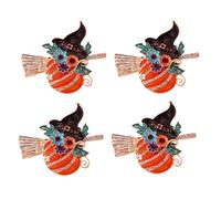 VENEKA 4 Pezzi Anelli per Tovaglioli di Halloween Porta Tovaglioli A Forma di e Strega Fibbie per Tovaglioli Forniture per Feste di Halloween Decorazioni da Tavola