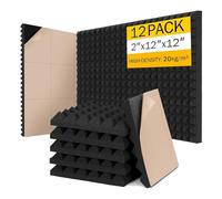 VENEKA Confezione da 12 pannelli in schiuma fonoassorbenti per pareti, 2 x 12 x 12, pannelli a parete ad alta densità, autoadesivi, ad alta densità
