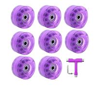 VENEKA Confezione da 8 ruote da 32 x 58 mm, 82 A, per pattini a rotelle, con cuscinetto, accessori multifunzione, colore viola