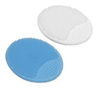 VENEKA Culla Esfoliante e Massaggiante In Silicone Morbida per Neonati Spazzole da Bagno per Neonati, Confezione da 2 Blu e Bianca