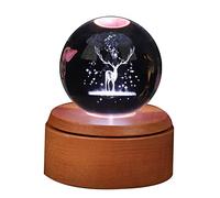 VENEKA Fermacarte 3D a forma di sfera di vetro con sfera di cristallo regalo (base LED inclusa)