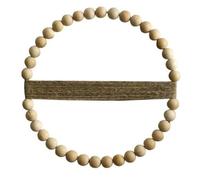 VENEKA Ghirlanda Rotonda con Perline di Legno, Decorazione per La Casa in Stile Bohémien, Decorazione per Porta D'Ingresso, Perline di Legno