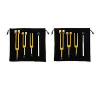 VENEKA Set di 6 forchette da accordatura (128 Hz, 256 Hz, 512 Hz) per guarigione, Chakra, terapia del suono, Sonic Slider Fork (oro)