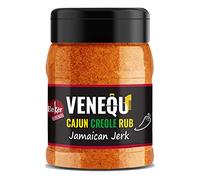 VENEQU BBQ CAJUN CREOLE DRY RUB - JAMAICAN JERK 140gr | BBQ Rub molto aromatico mediamente piccante adatto a carne di manzo, maiale, pollo, pesce, crostacei e verdure.