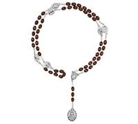 Venerare Coroncina rosario con sette dolori | devozione cattolica tradizionale | Made in Italy | Viene fornito con opuscolo esplicativo con tutte le preghiere | Ottima idea regalo (perline ovali in legno marrone)