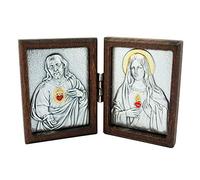 Venerare Sacro Cuore di Gesù e Cuore Immacolato di Maria Dittico | Pieghevole | Grande Regalo per Prima Comunione, Cresima e Matrimoni | Made in Italy