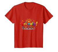 Venerdì! Celebrazione Colorata per i guerrieri del fine Settimana Maglietta, Bambini, Rosso, 12 Anni