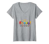 Venerdì! Celebrazione Colorata per i guerrieri del fine Settimana Maglietta con Collo a V, Donna, Grigio Melange, XXL