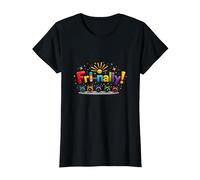 Venerdì! Celebrazione Colorata per i guerrieri del fine Settimana Maglietta, Donna, Nero, XXL
