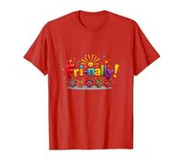 Venerdì! Celebrazione Colorata per i guerrieri del fine Settimana Maglietta, Uomo, Rosso, M
