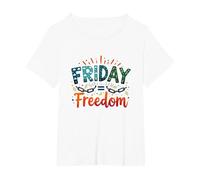 Venerdì = libertà: festeggia la liberazione del fine Settimana Maglietta, Donna Plus-Size, Bianco, 4X