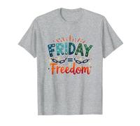 Venerdì = libertà: festeggia la liberazione del fine Settimana Maglietta, Uomo, Grigio Melange, 6XL