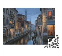 Venetian Canal Puzzles 1000 Pezzi Carta Riciclata Night Lights Puzzle per Ragazzi e Ragazze di 6 Anni in Su Educativo Gioco Challenge Divertente Family Gioco 70x50cm/1000pcs