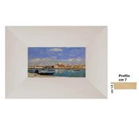Venezia dal Gran Canale Boudin, Stampa su tela Con Cornice in Legno Bianca cm.7