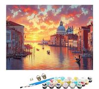 Venezia Dipingere con i Numeri Adulti Città dell'acqua Paint by Numbers Kit Principianti con 3 Pennelli e Acrilica, Hobby Creativi Adulti, Halloween Decorazioni Casa 90 x 120 CM (Senza Cornice) L8-149