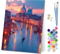Venezia Dipingere con i Numeri Adulti con Telaio, Dipingere con i Numeri Città, DIY Paint by Numbers Kits con 3 Pennelli e Pigmento Acrilico, Hobby Creativi Adulti, Decorazioni Casa 100x135cm H-5981