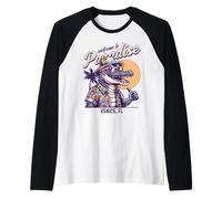 Venezia Florida Paradise Alligator Retro Style Design Maglia con Maniche Raglan