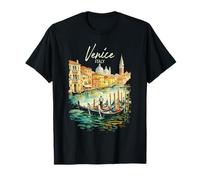 Venezia Gondola Italia Viaggio Souvenir Acquerello Maglietta