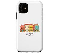 venezia, italia burano, isola, colorito, case, illustrazione Custodia per iPhone 11