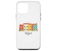 venezia, italia burano, isola, colorito, case, illustrazione Custodia per iPhone 12 mini