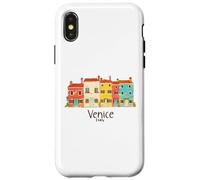 venezia, italia burano, isola, colorito, case, illustrazione Custodia per iPhone X/XS