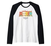 venezia, italia burano, isola, colorito, case, illustrazione Maglia con Maniche Raglan