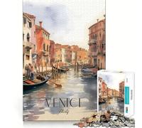 Venezia,Italia,dipinto ad acquerello,puzzle da 1000 pezzi per adulti,divertente gioco mentale,tecnologia di taglio laser avanzata,sfida divertente per il tempo di attesa (50x75cm)