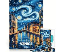 Venezia,Italia,Notte Stellata,Puzzle da 1000 pezzi per ragazzi,gioco stimolante per la mente,incastro perfetto,senza spazi vuoti,rilassante attività di gruppo al chiuso (38x52cm)