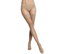 VENEZIANA NUOVA Calze Autoreggenti Donna 15 DEN - Calze in Pizzo con Fascia Elastica e Elasticizzata alla Coscia, Finitura Opaca Tan Taglia L