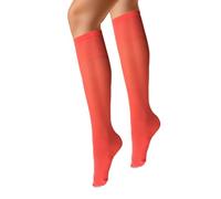 VENEZIANA NUOVA Calzini al ginocchio MARINELLA - Calzini al ginocchio donna opachi con elastico, Coprenti, In microfibra - Taglia unica - Papaya