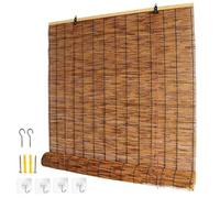 Veneziane da Esterno, Tende a Lamella Naturale, Tapparella in Bamboo con Sollevamento, Per Finestre e Porte, Balcone 70% Oscuramento, Porta Protezione Solare 50 65 80 90 100 115 130 145 160 180cm