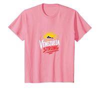 Venezuela Strong: Orizzonte Patriottico Tramonto Orgoglio Maglietta, Bambini, Rosa, 8 Anni