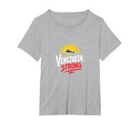 Venezuela Strong: Orizzonte Patriottico Tramonto Orgoglio Maglietta, Donna Plus-Size, Grigio Melange, 2X