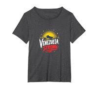 Venezuela Strong: Orizzonte Patriottico Tramonto Orgoglio Maglietta, Donna Plus-Size, Grigio Scuro, 2X