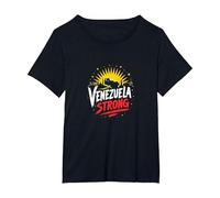 Venezuela Strong: Orizzonte Patriottico Tramonto Orgoglio Maglietta, Donna Plus-Size, Nero, 5X