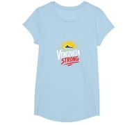 Venezuela Strong: Orizzonte Patriottico Tramonto Orgoglio Maglietta, Ragazze, Celeste, S