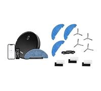 Venga! Aspirapolvere Robot Lavapavimenti, RVC 3001, Nero - con Kit di Ricambi (4 Spazzole Laterali, 1 Spazzola a Rullo, 3 Panni, 3 Set Filtri)