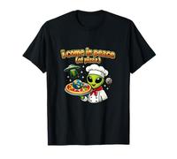 Vengo nella Pace della Pizza Carino UFO Alien Chef Pun Maglietta